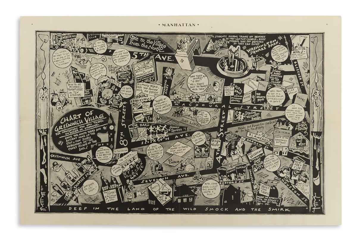 (PICTORIAL MAP -- NEW YORK CITY.) Hanley, Frank. Chart of Greenwich Village